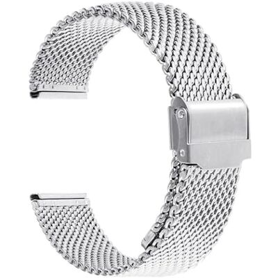 VYSLZ Milanees mesh horlogebandje, 1,0 mm, 18 mm, 20 mm, 22 mm, 24 mm, horlogeband van roestvrij staal, 3 mm dik, universele horlogeband met vouwgesp VYSLZ Milanees mesh horlogebandje, 1,0 mm, 18 mm, 20 mm, 22 mm, 24 mm, horlogeband van roestvrij staal, 3 mm dik, universele horlogeband met vouwgesp