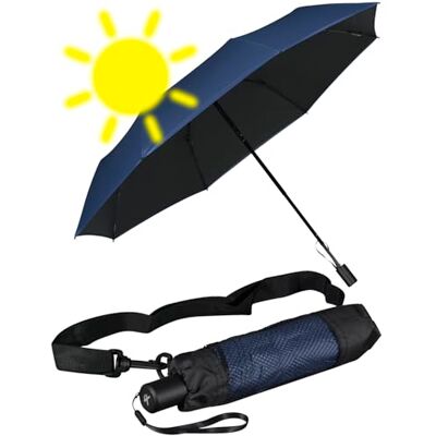 iX-brella City trekking paraplu met extra lange stok en uv- en hittebescherming, blauw/zwart, uv-bescherming en hittebescherming, Handopener zakparaplu iX-brella City trekking paraplu met extra lange stok en uv- en hittebescherming, blauw/zwart, uv-bescherming en hittebescherming, Handopener zakparaplu