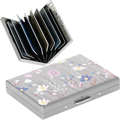 BONSYL Metalen geldklemmen creditcardhouder met RFID-blokkering, bargeld en creditcards, slanke roestvrijstalen portemonnee met geldklem voor dames en heren., ⑤ 8 kaarten/zilver/bloem, Modern BONSYL Metalen geldklemmen creditcardhouder met RFID-blokkering, bargeld en creditcards, slanke roestvrijstalen portemonnee met geldklem voor dames en heren., ⑤ 8 kaarten/zilver/bloem, Modern