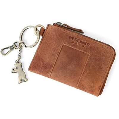 Berliner Bags Julian Sleuteletui van leer met sleutelring, kleine portemonnee met TÜV-gecertificeerde RFID-bescherming, voor dames en heren, camel, vintage Berliner Bags Julian Sleuteletui van leer met sleutelring, kleine portemonnee met TÜV-gecertificeerde RFID-bescherming, voor dames en heren, camel, vintage