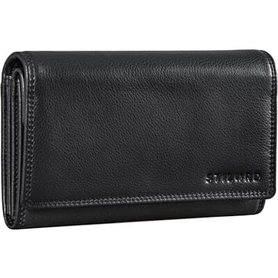 STILORD "Amanda" Portemonnee van leer voor dames, RFID-portemonnee, vintage, met NFC-bescherming, kaarthouder, grote portemonnee, in geschenkdoos, echt leer, kleur: zwart, zwart., Portemonnee STILORD "Amanda" Portemonnee van leer voor dames, RFID-portemonnee, vintage, met NFC-bescherming, kaarthouder, grote portemonnee, in geschenkdoos, echt leer, kleur: zwart, zwart., Portemonnee