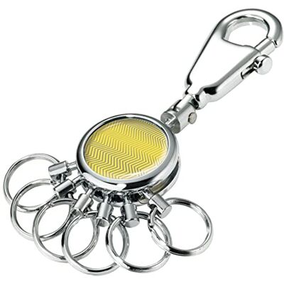 TROIKA Trend Waves KYR01-A186 sleutelhanger met karabijnhaak en 6 verwisselbare metalen ringen, zilver/geel, 9 x 2,5 x 0,9 cm, zilver/geel, 6 ringen, klassiek, zilver/geel, 6 Ringe, klassiek TROIKA Trend Waves KYR01-A186 sleutelhanger met karabijnhaak en 6 verwisselbare metalen ringen, zilver/geel, 9 x 2,5 x 0,9 cm, zilver/geel, 6 ringen, klassiek, zilver/geel, 6 Ringe, klassiek