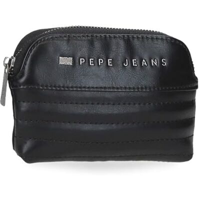 Pepe Jeans Zwarte biker portemonnee 11,5 x 8,5 x 1,5 cm polyester met details van kunstleer by Joumma Bags, zwart, Talla única, portemonnee Pepe Jeans Zwarte biker portemonnee 11,5 x 8,5 x 1,5 cm polyester met details van kunstleer by Joumma Bags, zwart, Talla única, portemonnee