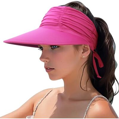 DRESHOW Vrouwen Zonneklep Hoed Brede Rand Hoed Verstelbare Opvouwbare Paardenstaart Strand Hoed Zomer UV Bescherming Outdoor Cap UPF 50+ Eén maat DRESHOW Vrouwen Zonneklep Hoed Brede Rand Hoed Verstelbare Opvouwbare Paardenstaart Strand Hoed Zomer UV Bescherming Outdoor Cap UPF 50+ Eén maat