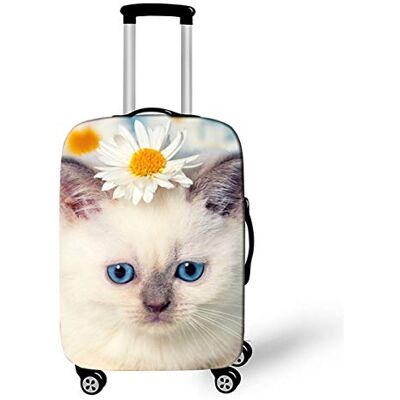 Surwin Zachte elastische beschermhoes, stofhoes, wasbaar, kofferhoes, bagagehoes met ritssluiting, ritssluiting, boksafdekking, Witte kat, XL (30-32 pulgadas) Surwin Zachte elastische beschermhoes, stofhoes, wasbaar, kofferhoes, bagagehoes met ritssluiting, ritssluiting, boksafdekking, Witte kat, XL (30-32 pulgadas)