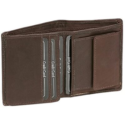 LEAS Kleine portemonnee voor dames en heren, staand formaat, echt leer, bruin Mini-Edition, bruin, 10 x 8 cm, onderkant LEAS Kleine portemonnee voor dames en heren, staand formaat, echt leer, bruin Mini-Edition, bruin, 10 x 8 cm, onderkant