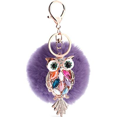Canarea Pluche dier sleutelhanger uil strass bal uil hanger handtashanger elegante pluche bal pompon glitter sleutelhanger zachte handtassen decoratie, lichtpaars, 4XL Canarea Pluche dier sleutelhanger uil strass bal uil hanger handtashanger elegante pluche bal pompon glitter sleutelhanger zachte handtassen decoratie, lichtpaars, 4XL