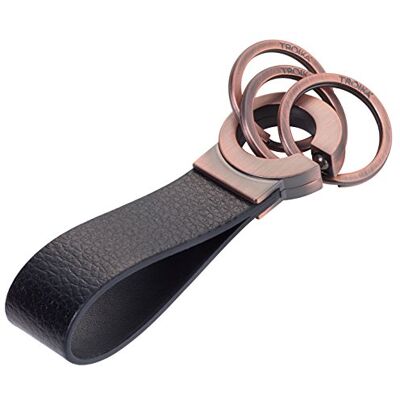 TROIKA Key Click KR8-02/RG sleutelhanger met praktische kliksluiting, 3 sleutelringen, kliksluiting, leer/kunstleer, metaal, zwart, roségoud, zwart, praktisch, sleutelhanger, zwart., sleutelhangers TROIKA Key Click KR8-02/RG sleutelhanger met praktische kliksluiting, 3 sleutelringen, kliksluiting, leer/kunstleer, metaal, zwart, roségoud, zwart, praktisch, sleutelhanger, zwart., sleutelhangers