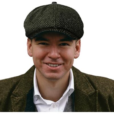 TOSKATOK Gatsby Gatsby uniseks visgraatpatroon platte pet van wolmix, olijfgroen, één maat Eén maat TOSKATOK Gatsby Gatsby uniseks visgraatpatroon platte pet van wolmix, olijfgroen, één maat Eén maat