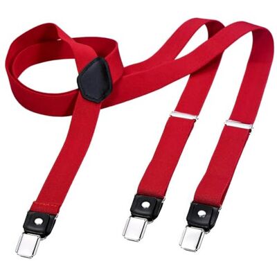 DonDon Smalle bretels voor heren, 2,5 cm, met 3 clips, extra sterke vintage bretels in Y-vorm, Rood, Eén maat Eén maat DonDon Smalle bretels voor heren, 2,5 cm, met 3 clips, extra sterke vintage bretels in Y-vorm, Rood, Eén maat Eén maat