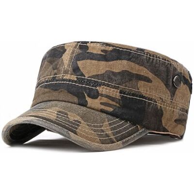 BABAHU Militaire petten van gewassen katoen uniek design, Z-Brown Camouflage, één maat Eén maat BABAHU Militaire petten van gewassen katoen uniek design, Z-Brown Camouflage, één maat Eén maat