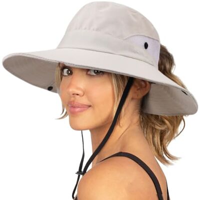 DRESHOW Vrouw Zonnehoed Outdoor UV-bescherming Hoed Opvouwbare Brede Rand Paardenvissen Staart Hoed UPF 50+ Eén maat DRESHOW Vrouw Zonnehoed Outdoor UV-bescherming Hoed Opvouwbare Brede Rand Paardenvissen Staart Hoed UPF 50+ Eén maat