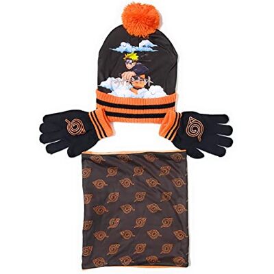 REQUETEGUAY Naruto muts, buissjaal en handschoenen voor kinderen, winterset, Naruto muts, nekbroek met binnenvoering en handschoenen REQUETEGUAY Naruto muts, buissjaal en handschoenen voor kinderen, winterset, Naruto muts, nekbroek met binnenvoering en handschoenen
