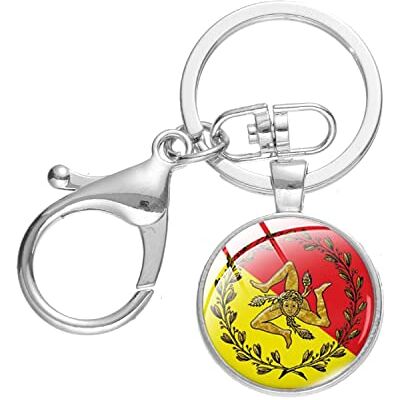 ZEIA3 Sicilië Trinacria handgemaakte glazen en metalen koepelvormige sleutelhanger voor dames en heren 25 ZEIA3 Sicilië Trinacria handgemaakte glazen en metalen koepelvormige sleutelhanger voor dames en heren 25