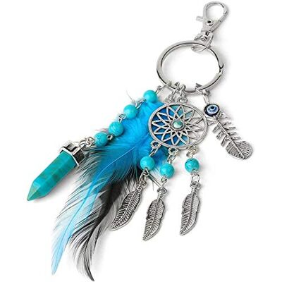 LZHLMCL Sleutelhanger voor meisjes, dromenvanger, sleutelhanger, veer, blauw, eikel voor muur, auto, decoratie, amulet, boho sieraden, Lichtblauw., Taille unique LZHLMCL Sleutelhanger voor meisjes, dromenvanger, sleutelhanger, veer, blauw, eikel voor muur, auto, decoratie, amulet, boho sieraden, Lichtblauw., Taille unique