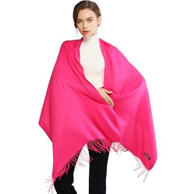 RIIQIICHY Dames sjaals Pashmina sjaals en wraps voor bruiloft sjaals voor vrouwen winter, fuschia pink, L Large RIIQIICHY Dames sjaals Pashmina sjaals en wraps voor bruiloft sjaals voor vrouwen winter, fuschia pink, L Large