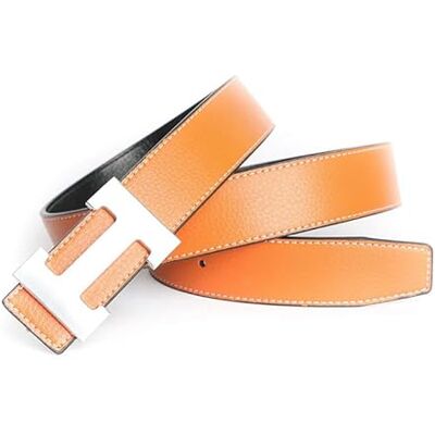 XYNM 2-delige herenriemen voor heren, gladde gesp, H-vormige riem, modieus, casual, modieus en veelzijdig, geschikte jeansriemen oranje-a-105 cm-2 105 XYNM 2-delige herenriemen voor heren, gladde gesp, H-vormige riem, modieus, casual, modieus en veelzijdig, geschikte jeansriemen oranje-a-105 cm-2 105