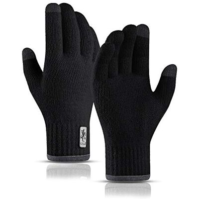 JUNRUI Warme winterhandschoenen voor touchscreen Voor kamperen, wandelen, hardlopen, autorijden, voor dames en heren, zwart. JUNRUI Warme winterhandschoenen voor touchscreen Voor kamperen, wandelen, hardlopen, autorijden, voor dames en heren, zwart.