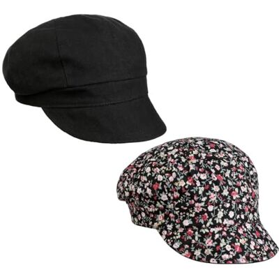 Lipodo Millefleurs Omkeerbare damespet met baker boy viziere, zonneklep zomer lente-zomer M (55 56 cm), zwart M Lipodo Millefleurs Omkeerbare damespet met baker boy viziere, zonneklep zomer lente-zomer M (55 56 cm), zwart M