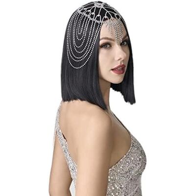 BABEYOND Charleston kristallen hoofdband voor dames, vintage, met strass, jaren 20, hoofdsieraad met kettingen, Gatsby-accessoires, eenheidsmaat, legering BABEYOND Charleston kristallen hoofdband voor dames, vintage, met strass, jaren 20, hoofdsieraad met kettingen, Gatsby-accessoires, eenheidsmaat, legering