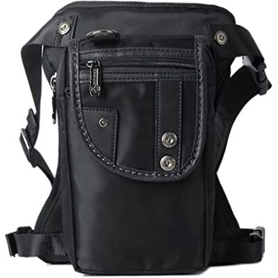 ZSXPBZL Beentas, heuptas, motorrijder dijbeentas nylon/canvas heuptas voor heren/schoudertas voor heren/schoudertas H Belt Drop Leg, Zwarte en zilveren klinknagels ZSXPBZL Beentas, heuptas, motorrijder dijbeentas nylon/canvas heuptas voor heren/schoudertas voor heren/schoudertas H Belt Drop Leg, Zwarte en zilveren klinknagels