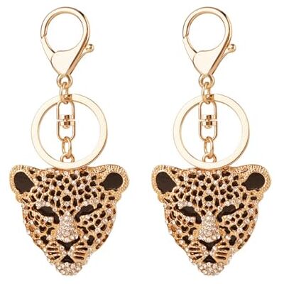 KSBBHDS 2 stuks luipaarddeken, diamanten sleutelhanger, modieuze en gepersonaliseerde hangers, verpakkingsaccessoires, goud, één maat, modern KSBBHDS 2 stuks luipaarddeken, diamanten sleutelhanger, modieuze en gepersonaliseerde hangers, verpakkingsaccessoires, goud, één maat, modern