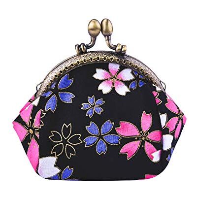 Oyachic Portemonnee met Sluiting Kleine Portemonnee Portemonnee Canvas Bloemen Zakje Dames Hoekportemonnee, Zwart, S Oyachic Portemonnee met Sluiting Kleine Portemonnee Portemonnee Canvas Bloemen Zakje Dames Hoekportemonnee, Zwart, S