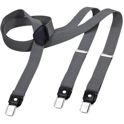 DonDon Smalle bretels voor heren, 2,5 cm, met 3 clips, extra sterke vintage bretels in Y-vorm, Grijs-1, Eén maat Eén maat DonDon Smalle bretels voor heren, 2,5 cm, met 3 clips, extra sterke vintage bretels in Y-vorm, Grijs-1, Eén maat Eén maat