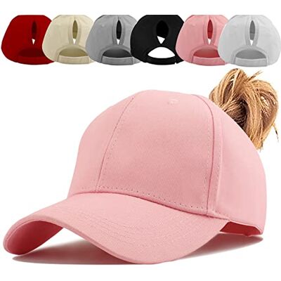 Baynetin Uniseks paardenstaart, verstelbare baseballpet, uniseks, klassieke effen kleuren met gesp voor pony-gat, Roze Eén maat Baynetin Uniseks paardenstaart, verstelbare baseballpet, uniseks, klassieke effen kleuren met gesp voor pony-gat, Roze Eén maat