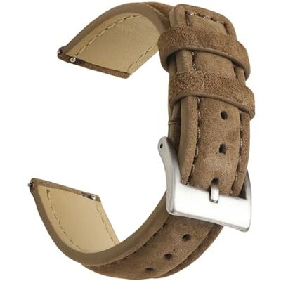 HRTUFN WCC00816 Horlogebandje van suède, 18 mm, 20, 22, bruin, grijs, zwart, echt leer, snelsluiting, zacht, accessoires voor heren, 22 mm HRTUFN WCC00816 Horlogebandje van suède, 18 mm, 20, 22, bruin, grijs, zwart, echt leer, snelsluiting, zacht, accessoires voor heren, 22 mm