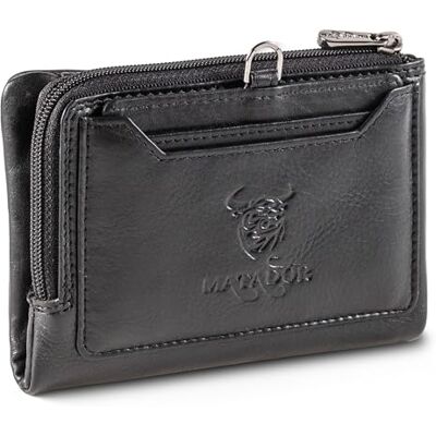 MATADOR Puebla Leren damesportemonnee, middelgroot, met elegante geschenkverpakking, RFID-portemonnee in staand formaat, Nappa zwart, Minimalistisch MATADOR Puebla Leren damesportemonnee, middelgroot, met elegante geschenkverpakking, RFID-portemonnee in staand formaat, Nappa zwart, Minimalistisch