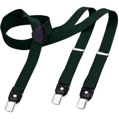DonDon Smalle bretels voor heren, 2,5 cm, met 3 extra sterke vintage bretelclips in Y-vorm, Groen, Eén maat Eén maat DonDon Smalle bretels voor heren, 2,5 cm, met 3 extra sterke vintage bretelclips in Y-vorm, Groen, Eén maat Eén maat