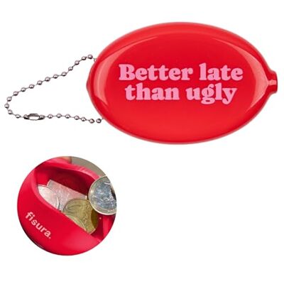 Fisura Ovaal roze "Better Late" gum portemonnee. Retro model met ketting, uniseks mini-portemonnee in zakje, praktisch origineel cadeau. 1 stuk Fisura Ovaal roze "Better Late" gum portemonnee. Retro model met ketting, uniseks mini-portemonnee in zakje, praktisch origineel cadeau. 1 stuk
