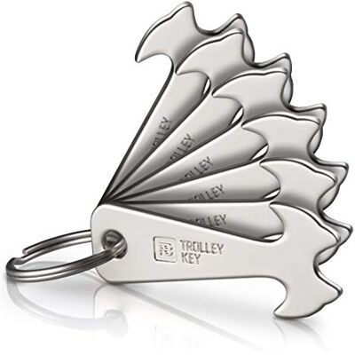 FABACH Trolleytrigger Vervangt winkelwagenmuntje, winkelwagenmuntje, metalen sleutelhanger voor sleutelorganizer en sleutelbos, geen verstopping in winkelmandje, zilver, zilver FABACH Trolleytrigger Vervangt winkelwagenmuntje, winkelwagenmuntje, metalen sleutelhanger voor sleutelorganizer en sleutelbos, geen verstopping in winkelmandje, zilver, zilver