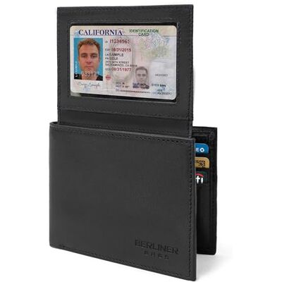 Berliner Bags Peter Premium RFID lederen portemonnee met 8 kaartvakken, 2 ID-vensters en bankbiljettenvak, slank design, met geschenkdoos voor heren, zwart Portefeuille en cuir véritable pour homme, protection RFID, 6 emplacements pour cartes, 2 compart Berliner Bags Peter Premium RFID lederen portemonnee met 8 kaartvakken, 2 ID-vensters en bankbiljettenvak, slank design, met geschenkdoos voor heren, zwart Portefeuille en cuir véritable pour homme, protection RFID, 6 emplacements pour cartes, 2 compart