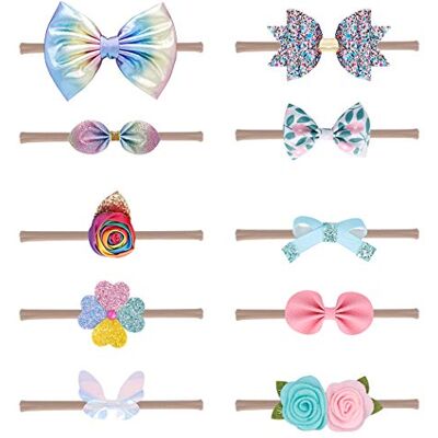 XIAOYU 10 stuks babyhaarbanden en knopen, haaraccessoires voor pasgeborenen, kinderen, peuters, kleurrijk XIAOYU 10 stuks babyhaarbanden en knopen, haaraccessoires voor pasgeborenen, kinderen, peuters, kleurrijk