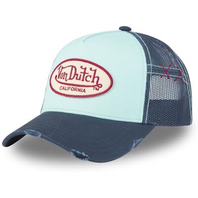 Von Dutch Verstelbare pet voor dames en heren, truckerpet, turquoise/marineblauw/rood, één maat Eén maat Von Dutch Verstelbare pet voor dames en heren, truckerpet, turquoise/marineblauw/rood, één maat Eén maat