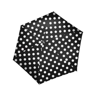 reisenthel umbrella pocket mini extreem lichte platte zakparaplu van gerecyclede PET-flessen met groot dak, Wit met stippen reisenthel umbrella pocket mini extreem lichte platte zakparaplu van gerecyclede PET-flessen met groot dak, Wit met stippen