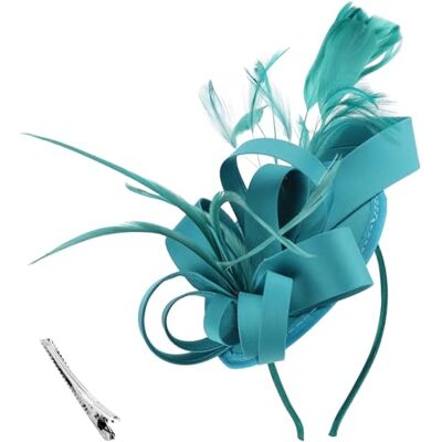 DRESHOW Fascinators Hoed Linten veren op een hoofdband clip cocktail thee party hoeden voor meisjes en vrouwen Eén maat DRESHOW Fascinators Hoed Linten veren op een hoofdband clip cocktail thee party hoeden voor meisjes en vrouwen Eén maat