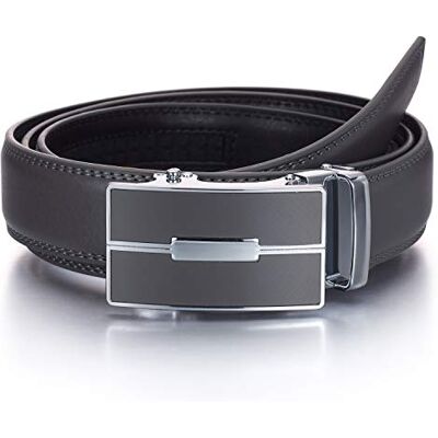 YEHMAN Lederen riem zonder gat met automatische gesp 3 cm heren, 505 Grijs Taille 50/ 125 cm YEHMAN Lederen riem zonder gat met automatische gesp 3 cm heren, 505 Grijs Taille 50/ 125 cm