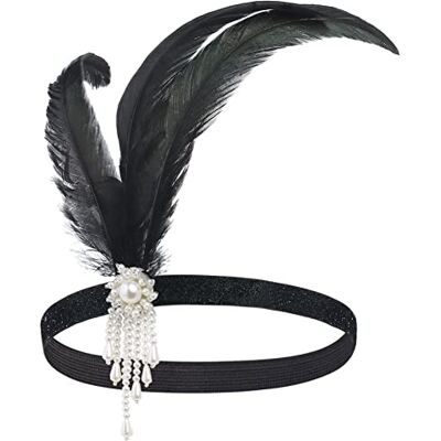 BABEYOND ArtiDeco Vintage hoofdband in jaren 20 stijl met parels, Great Gatsby-kostuumaccessoire Wit BABEYOND ArtiDeco Vintage hoofdband in jaren 20 stijl met parels, Great Gatsby-kostuumaccessoire Wit