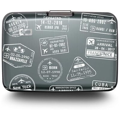 ÖGON -DESIGNS- Aluminium kaarthouder met metalen sluiting, RFID-bescherming tegen fraude en demagnetisering, compacte portemonnee Smart Case STOCKHOLM, Gravure Travel, Eén maat, Hedendaags ÖGON -DESIGNS- Aluminium kaarthouder met metalen sluiting, RFID-bescherming tegen fraude en demagnetisering, compacte portemonnee Smart Case STOCKHOLM, Gravure Travel, Eén maat, Hedendaags