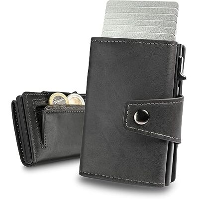slimfin ® Slim Maxi Wallet met muntvak, minimalistische kaarthouder, pop-up portemonnee met RFID-blokkering, lichtgewicht en dunne creditcardhouder met bescherming, uniseks, Donkergrijs, Minimalistisch slimfin ® Slim Maxi Wallet met muntvak, minimalistische kaarthouder, pop-up portemonnee met RFID-blokkering, lichtgewicht en dunne creditcardhouder met bescherming, uniseks, Donkergrijs, Minimalistisch