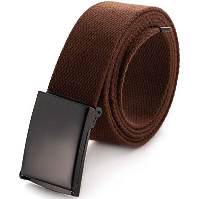 Mile High Life Maat geschikt voor canvas riem tot 132,1 cm met zwarte militaire gesp om vast te klikken, bruin, Taglia Unica Eén maat Mile High Life Maat geschikt voor canvas riem tot 132,1 cm met zwarte militaire gesp om vast te klikken, bruin, Taglia Unica Eén maat
