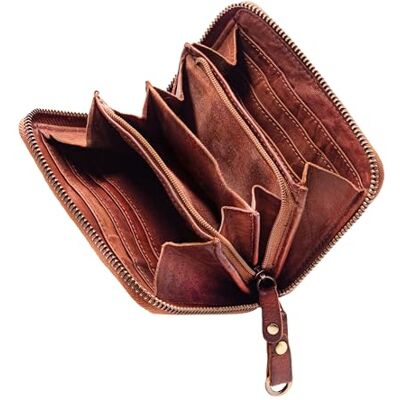 STILORD "Paris" Portemonnee, leer, voor dames, vintage, RFID-portemonnee, kleine kaarthouder met NFC-bescherming, vak voor bankbiljetten, mini-portemonnee, kleur: toskana gewassen cognac STILORD "Paris" Portemonnee, leer, voor dames, vintage, RFID-portemonnee, kleine kaarthouder met NFC-bescherming, vak voor bankbiljetten, mini-portemonnee, kleur: toskana gewassen cognac