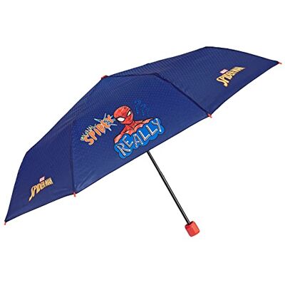 PERLETTI Marvel Spiderman Opvouwbare paraplu voor kinderen, jongens, compact, winddicht, met handmatige opening, duurzaam, licht, voor reizen, diameter 91 cm, Donkerblauw PERLETTI Marvel Spiderman Opvouwbare paraplu voor kinderen, jongens, compact, winddicht, met handmatige opening, duurzaam, licht, voor reizen, diameter 91 cm, Donkerblauw