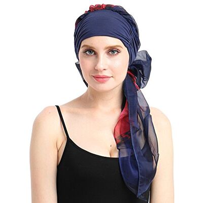 FocusCare Chemo-tulband, gemakkelijk, bamboe stropdas, gevulde tulband, hoofdtooi voor kankerpatiënten, blauw, één maat One Size FocusCare Chemo-tulband, gemakkelijk, bamboe stropdas, gevulde tulband, hoofdtooi voor kankerpatiënten, blauw, één maat One Size