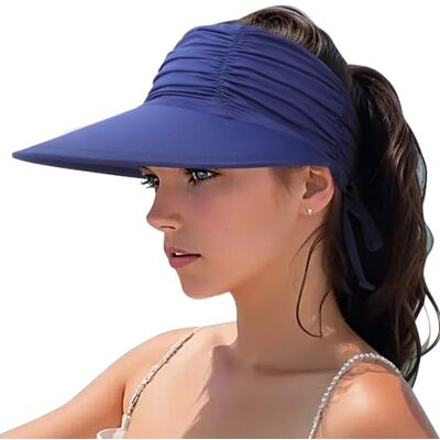 DRESHOW Vrouwen Zonneklep Hoed Brede Rand Hoed Verstelbare Opvouwbare Paardenstaart Strand Hoed Zomer UV Bescherming Outdoor Cap UPF 50+ Eén maat DRESHOW Vrouwen Zonneklep Hoed Brede Rand Hoed Verstelbare Opvouwbare Paardenstaart Strand Hoed Zomer UV Bescherming Outdoor Cap UPF 50+ Eén maat
