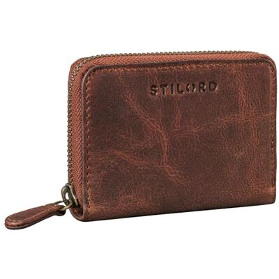 STILORD "Dirk" Kaarthouder van echt leer, portemonnee portemonnee vintage mini card wallet retro unisex kleur: zwart, Kara Cognac, Portemonnee STILORD "Dirk" Kaarthouder van echt leer, portemonnee portemonnee vintage mini card wallet retro unisex kleur: zwart, Kara Cognac, Portemonnee