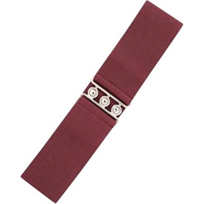 Ro Rox Brede elastische riem voor dames, hoge taille, retrostijl, vintage, stretchriem voor jurken, jaren 50, zilverkleurige of gouden gesp, Bordeaux en zilver S Ro Rox Brede elastische riem voor dames, hoge taille, retrostijl, vintage, stretchriem voor jurken, jaren 50, zilverkleurige of gouden gesp, Bordeaux en zilver S
